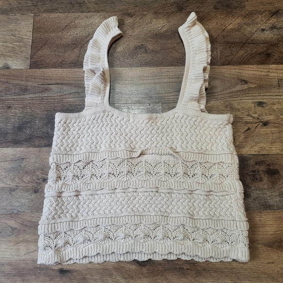 100% Cotton By Together Crochet Knit Crop Top Size Medium - Picture 9 of 9